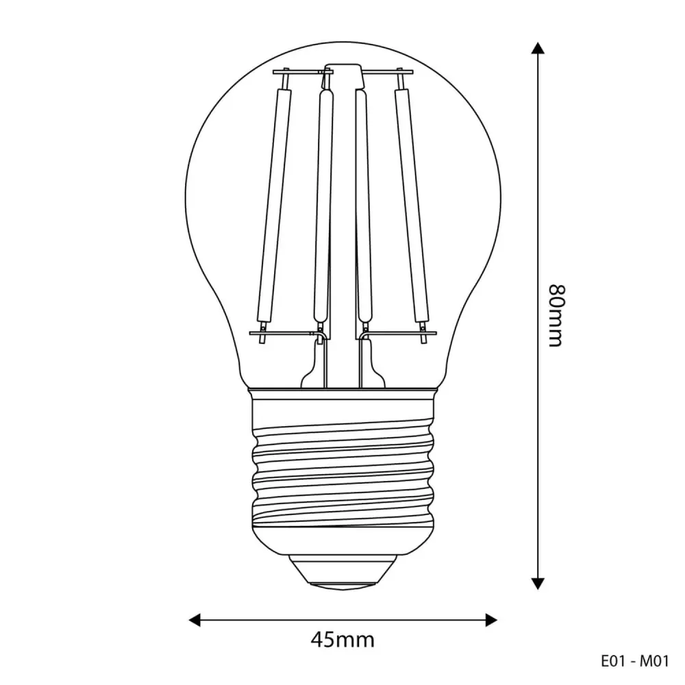 Ampoule LED Transparente Mini Globe G45 4W 470Lm E27 2700K - E01