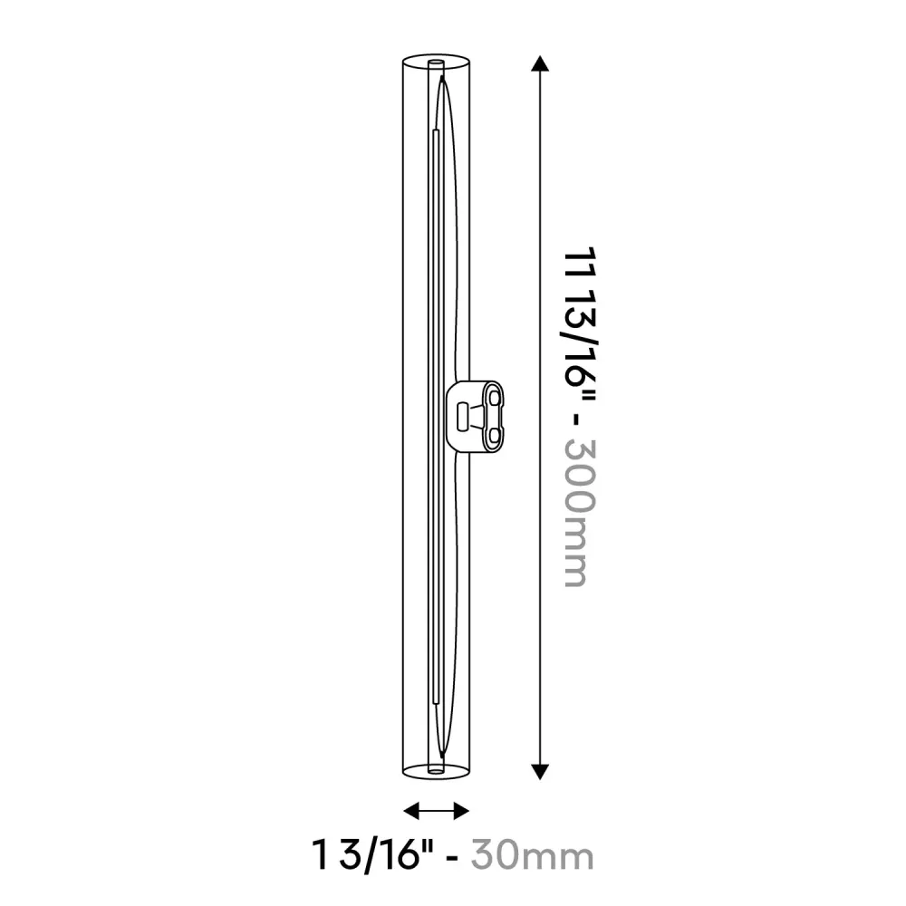 Ampoule linéaire LED effet porcelaine S14d 120V CRI 90 - longueur 300 mm 6W 470Lm 2700K 120V Dimmable - S11