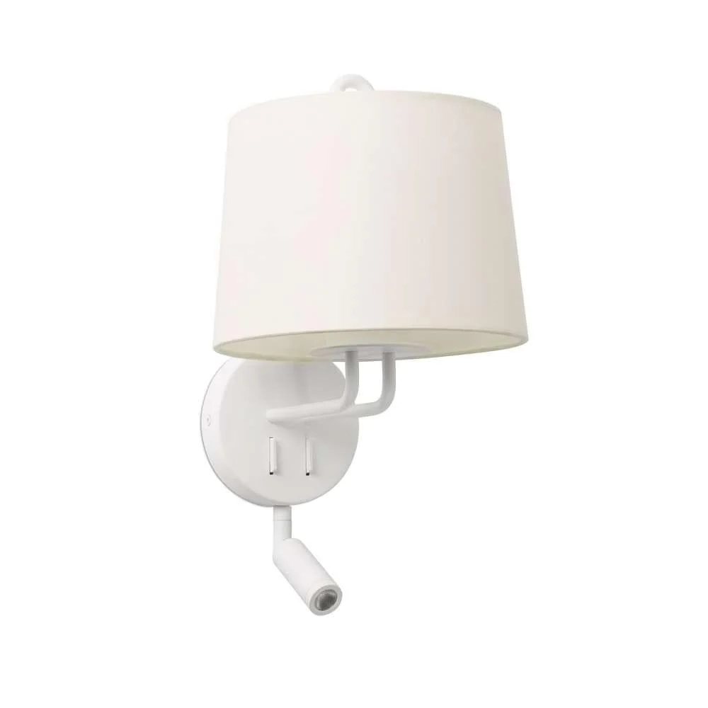 Applique de chevet avec liseuse MONTREAL blanche avec abat-jour blanc