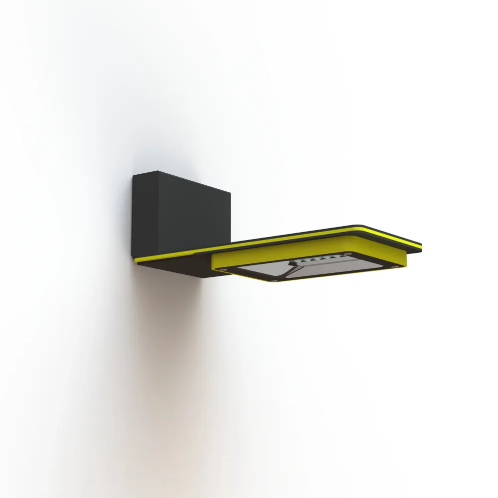 Applique Hector N°1 LED Asym 35W 2700K Dali Jaune soufre 068, Support Gris 107 182336068