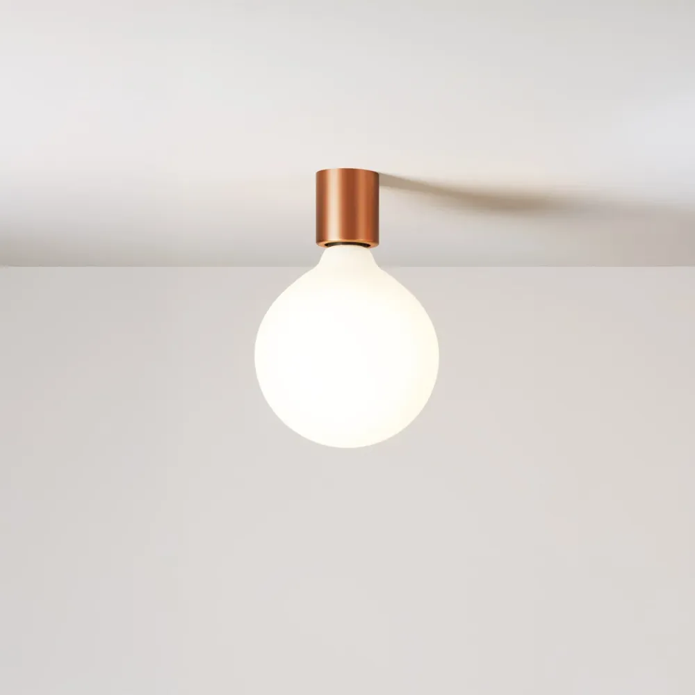 Applique en métal avec ampoule globe effet porcelaine - Cuivre satiné