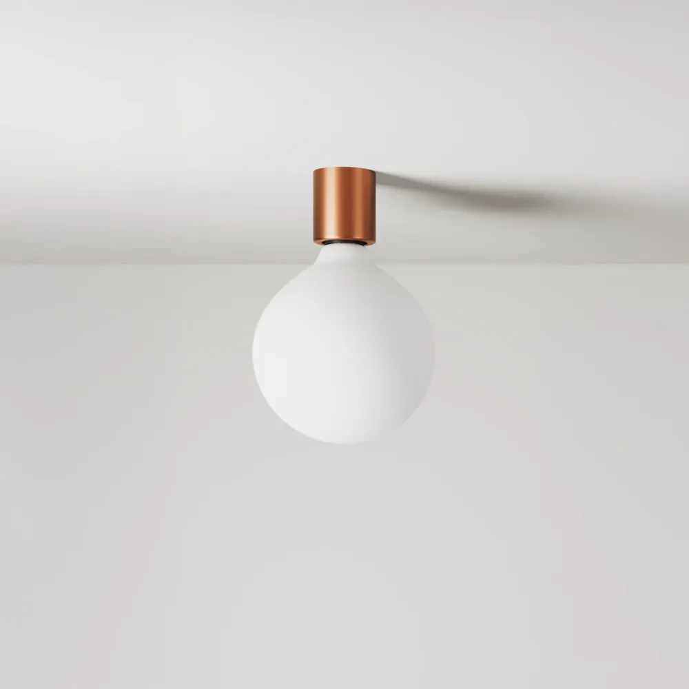 Applique en métal avec ampoule globe effet porcelaine - Cuivre satiné