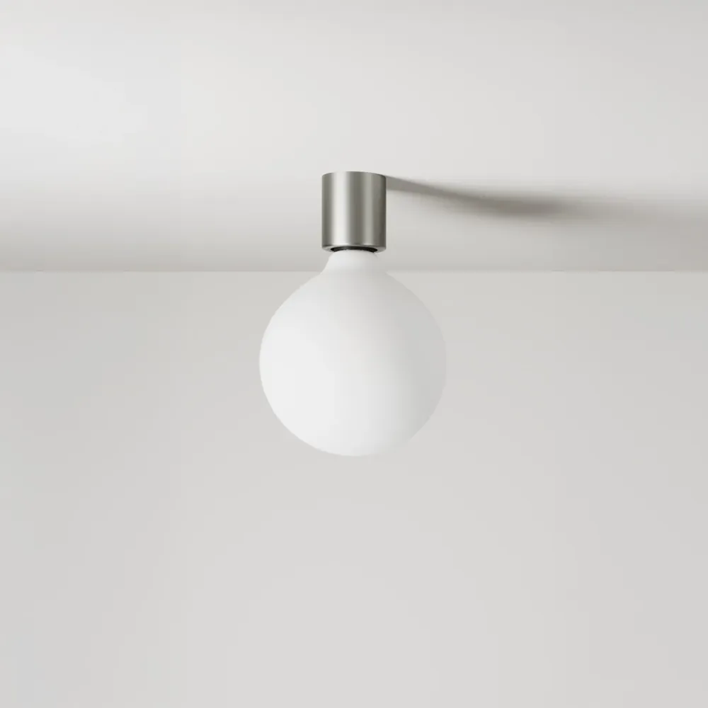 Applique en métal avec ampoule globe effet porcelaine - Titane satiné