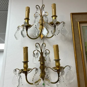 appliques bronze et pampilles cristal style louis xv transition