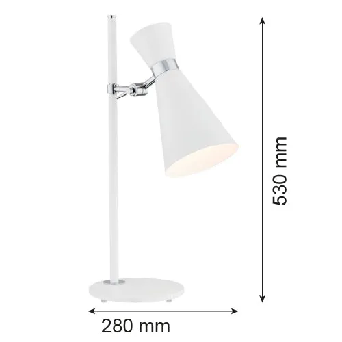 Lampe de bureau Argon Lukka 1L E27 H 53cm White