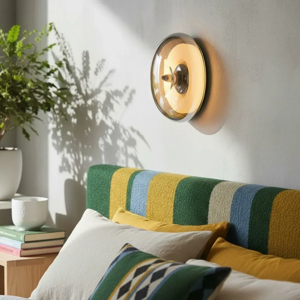 Applique murale en verre incurvé LED minimaliste Liorra Chrome At Ease Home Life