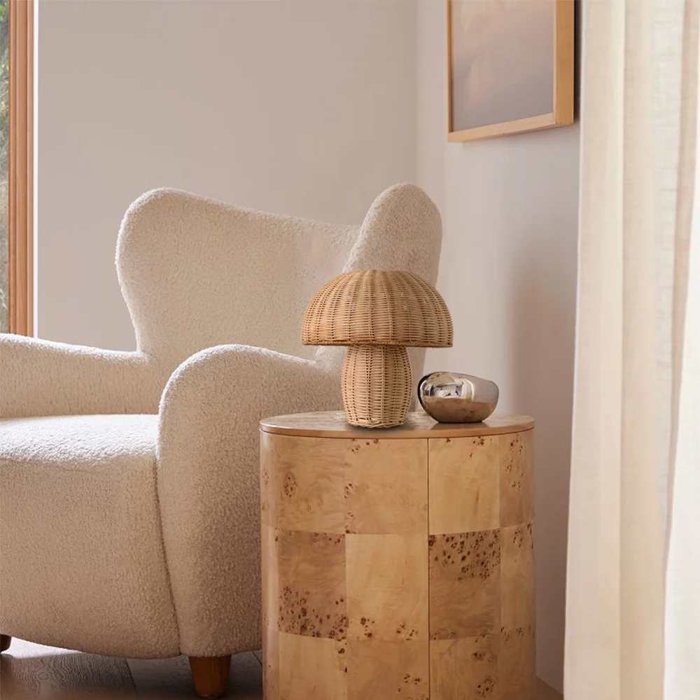 Corrin Lampe de table en rotin champignon At Ease Home Life