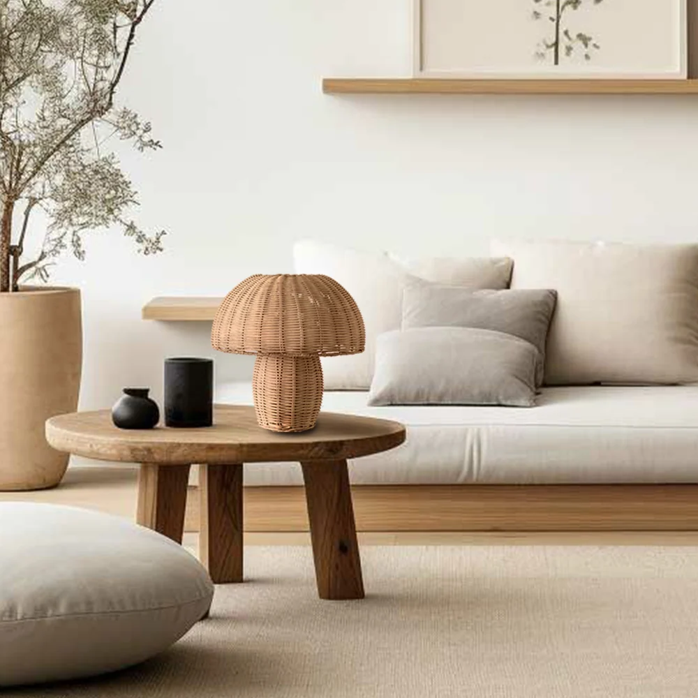 Corrin Lampe de table en rotin champignon At Ease Home Life