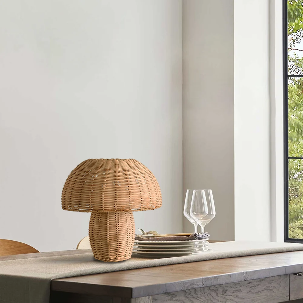 Corrin Lampe de table en rotin champignon At Ease Home Life