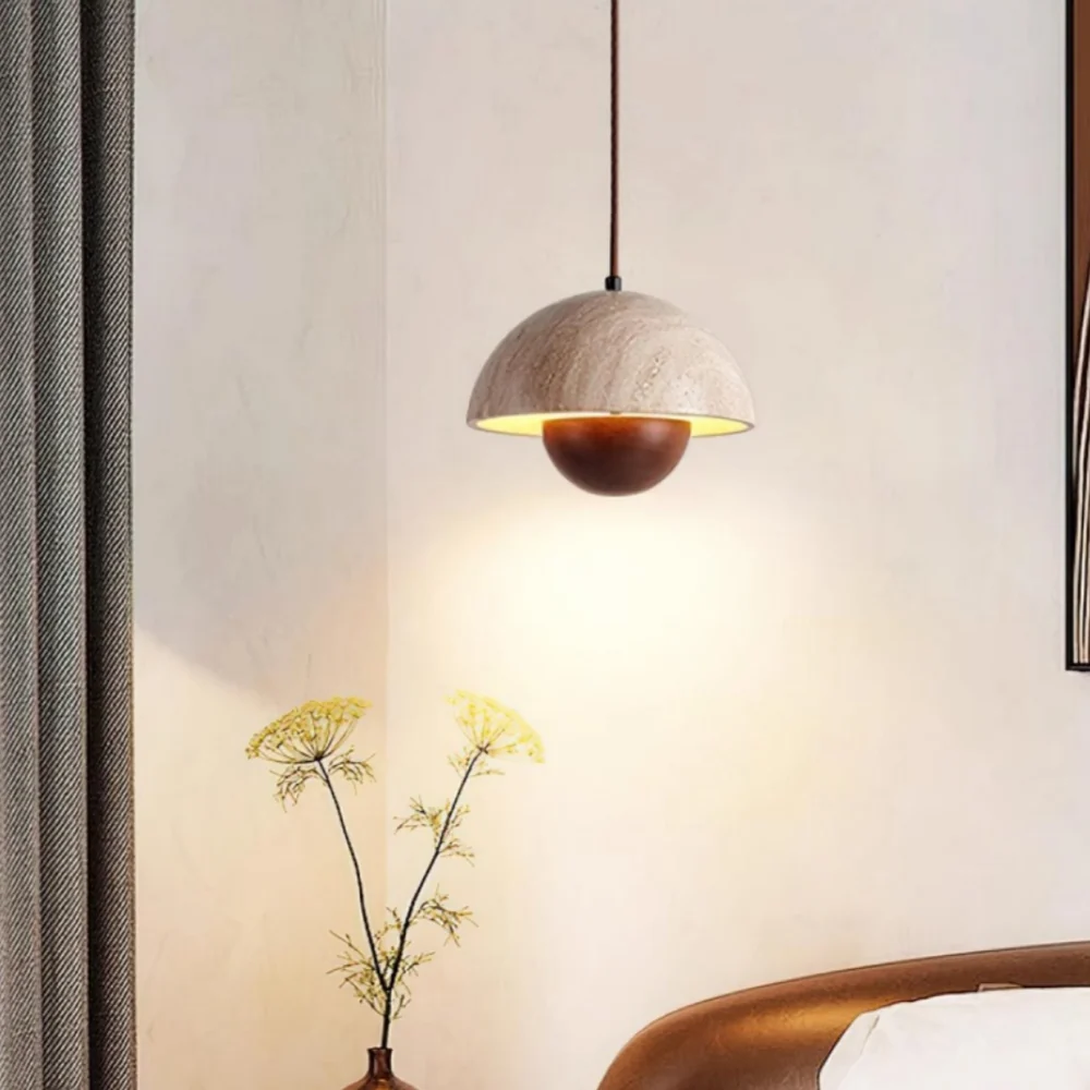 Lysandra Japandi Suspension en Pierre de Travertin At Ease Home Life