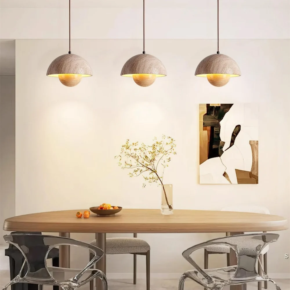 Lysandra Japandi Suspension en Pierre de Travertin At Ease Home Life