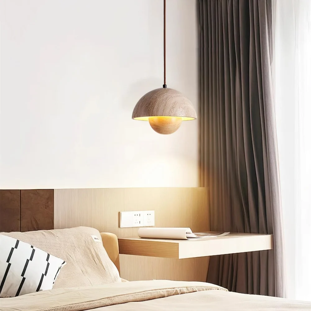 Lysandra Japandi Suspension en Pierre de Travertin At Ease Home Life