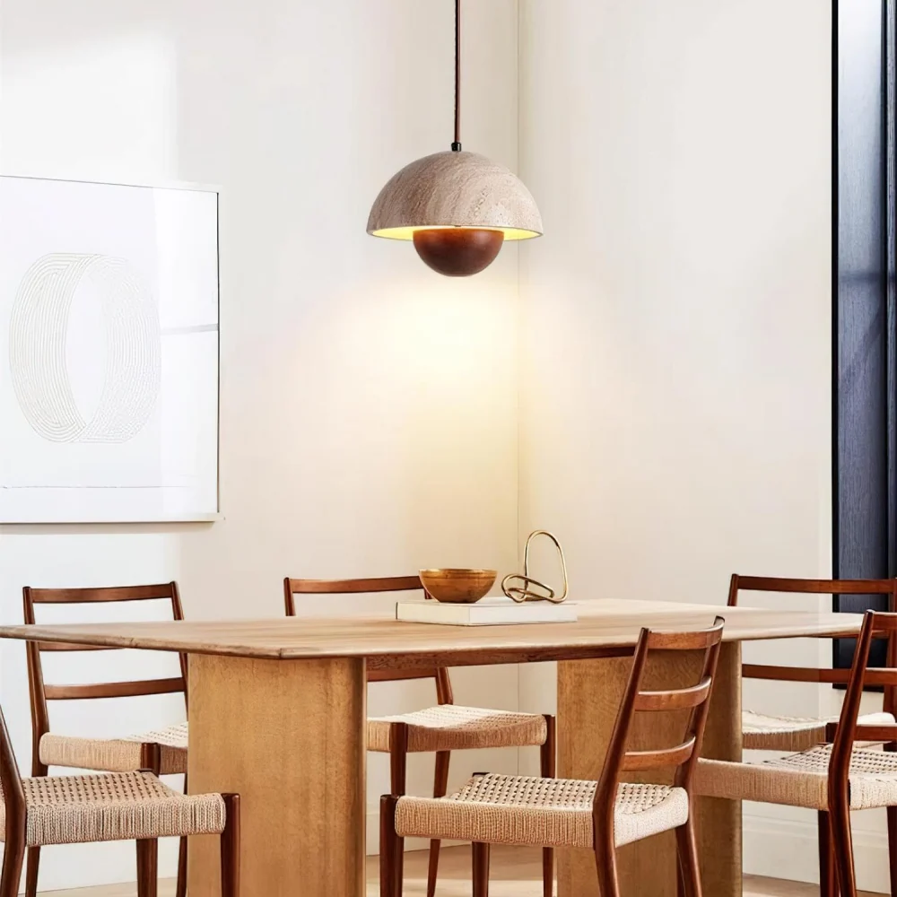 Lysandra Japandi Suspension en Pierre de Travertin At Ease Home Life