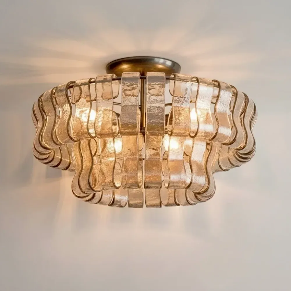Plafonnier en verre à double couche moderne Meron Clair At Ease Home Life