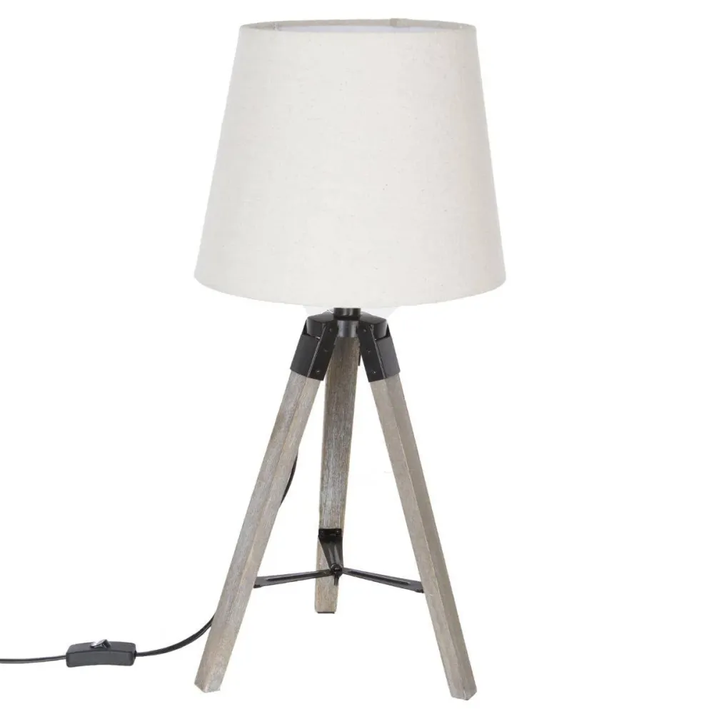Atmosphera - Lampe trépied Runo - bois et ivoire H58 cm ATMOSPHERA CREATEUR D'INTERIEUR
