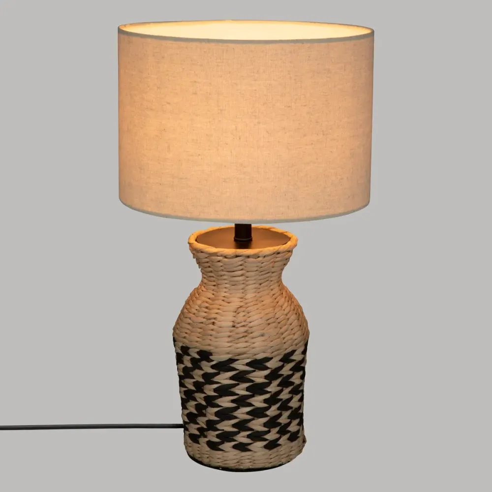 Atmosphera Lampe de Table Mena Jacinthe D28x35cm - Noir/Blanc/Beige - E27