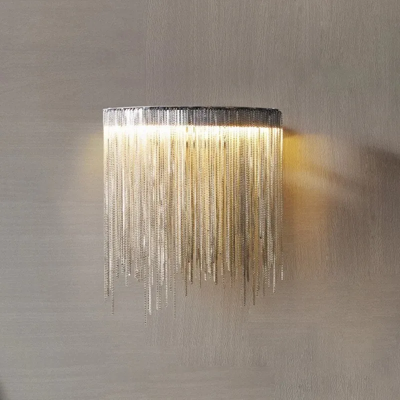 Applique murale moderne à chaîne à leds Chambre à coucher Salon de luxe Luminaires d'intérieur Or Argent Design créatif Ch...