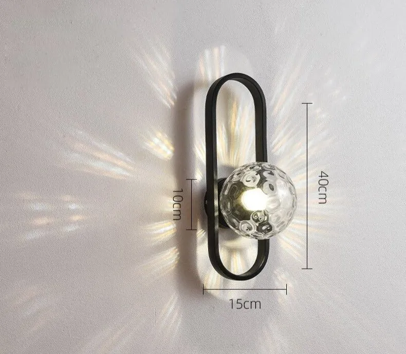 Lampe murale minimaliste pour allée en verre Balcon Couloir Porche Chambre à coucher Lampes murales créatives Black ATY Ho...