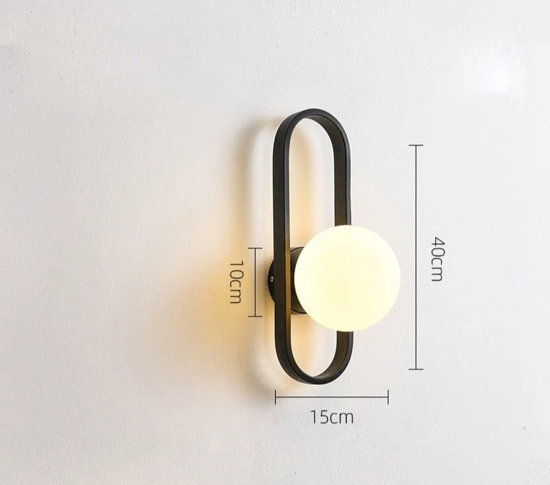 Lampe murale minimaliste pour allée en verre Balcon Couloir Porche Chambre à coucher Lampes murales créatives Black ATY Ho...