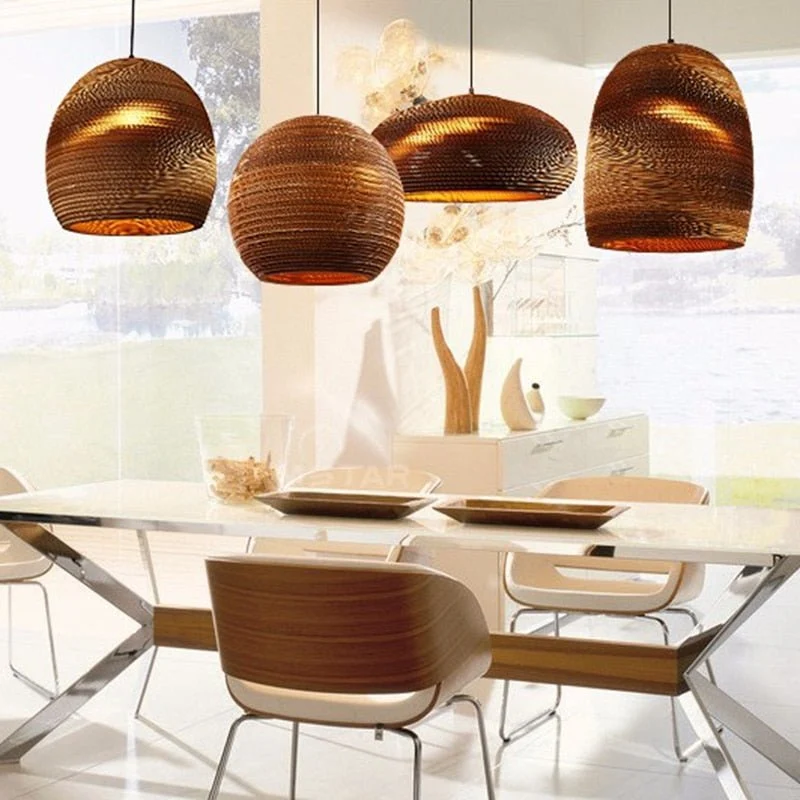 La lampe en papier ondulé à pendentif nordique moderne industriel allume l'éclairage suspendu pour la décoration de la bar...