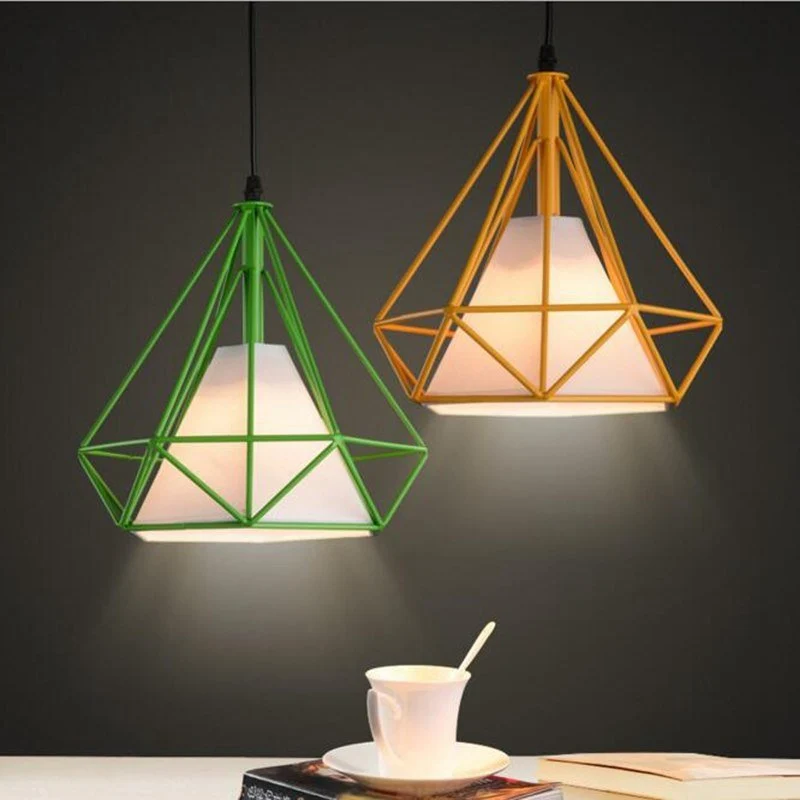 Lampes suspendues, cage à oiseaux colorée moderne LED lumière de cuisine îlot de cuisine suspension cadre de lampe Hanglam...