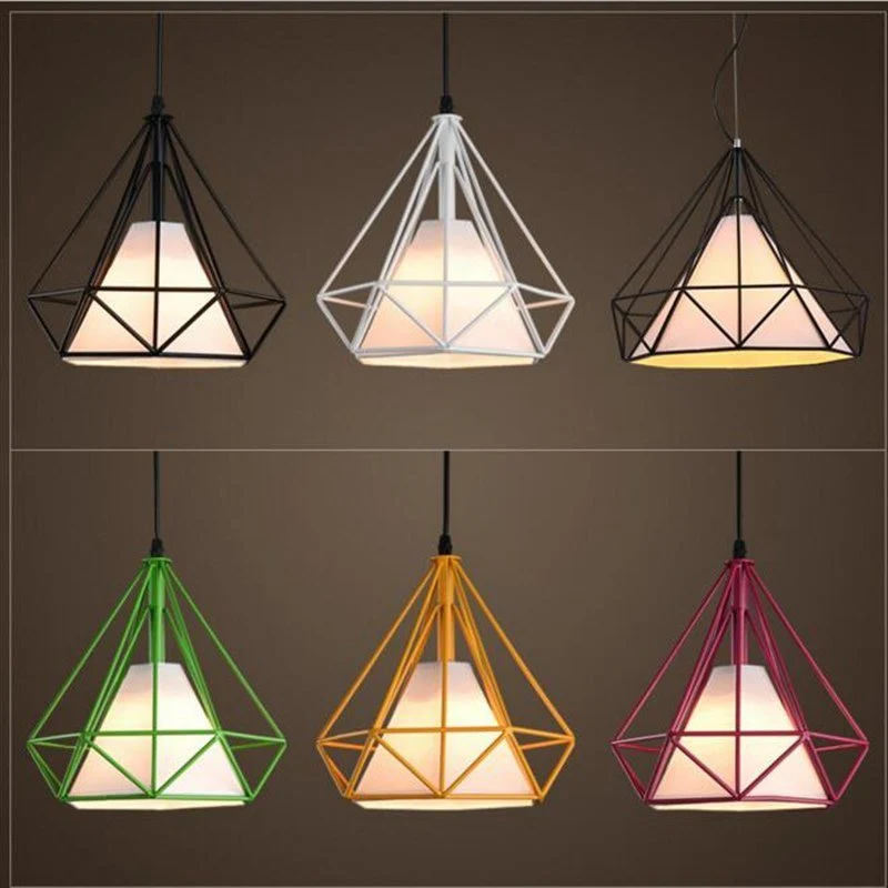 Lampes suspendues, cage à oiseaux colorée moderne LED lumière de cuisine îlot de cuisine suspension cadre de lampe Hanglam...
