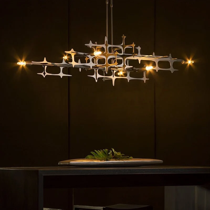 Lustre à LED postmoderne de luxe en argent pour salle à manger et salon L100cm ATY Home Decor