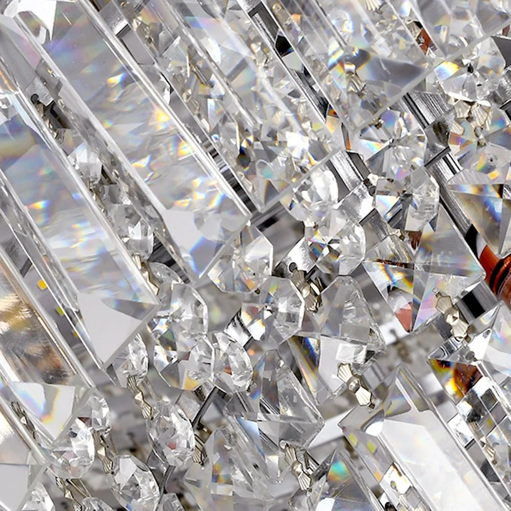 Lustre de luxe en cristal pour le hall d'entrée Long Staircase Fixtures Silver ATY Home Decor
