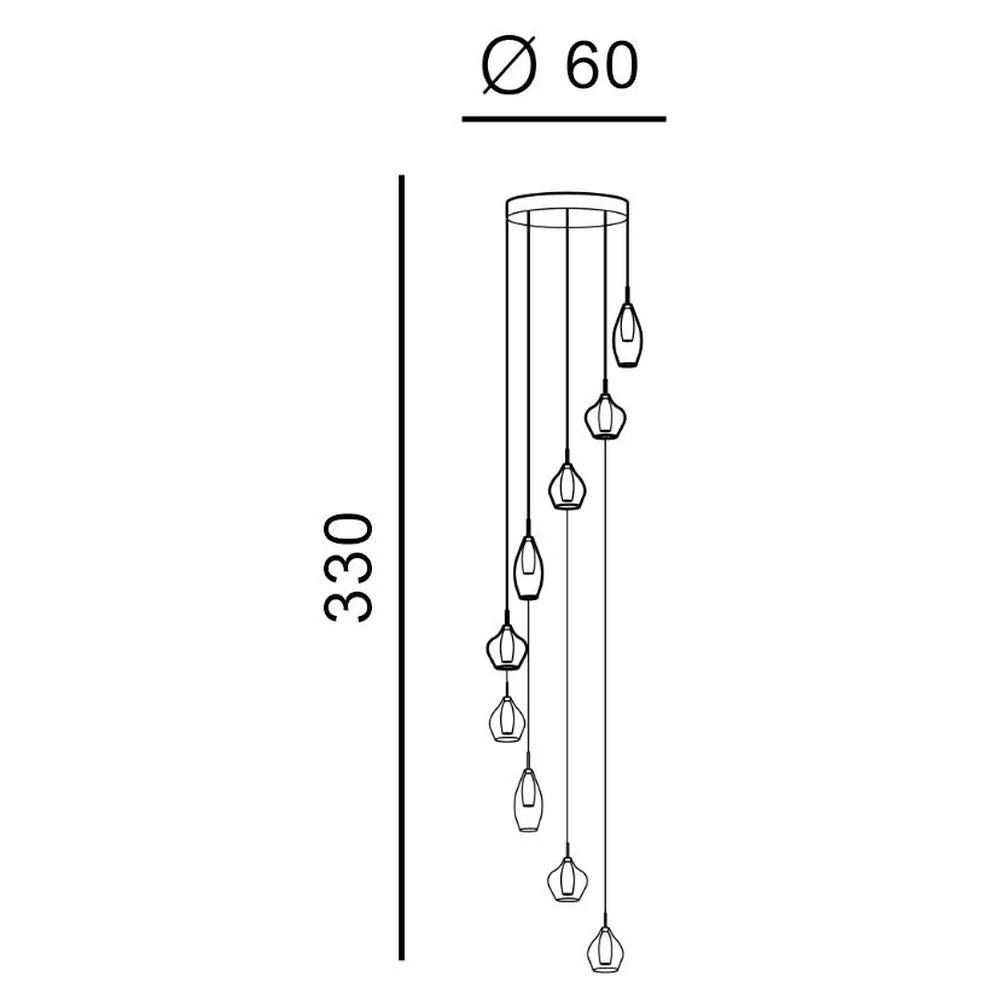 Azzardo AMBER suspension 9L, laiton, G9