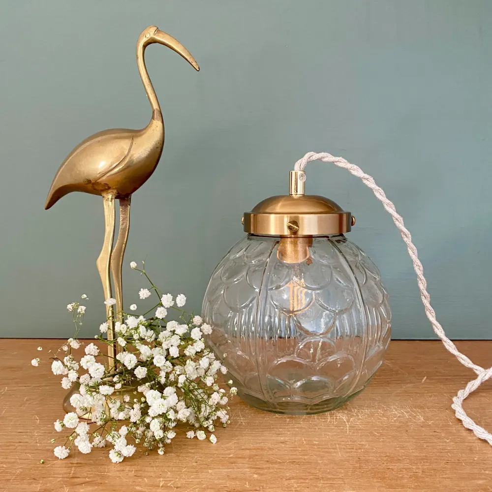 Baladeuse ou lampe à poser globe vintage art déco en verre