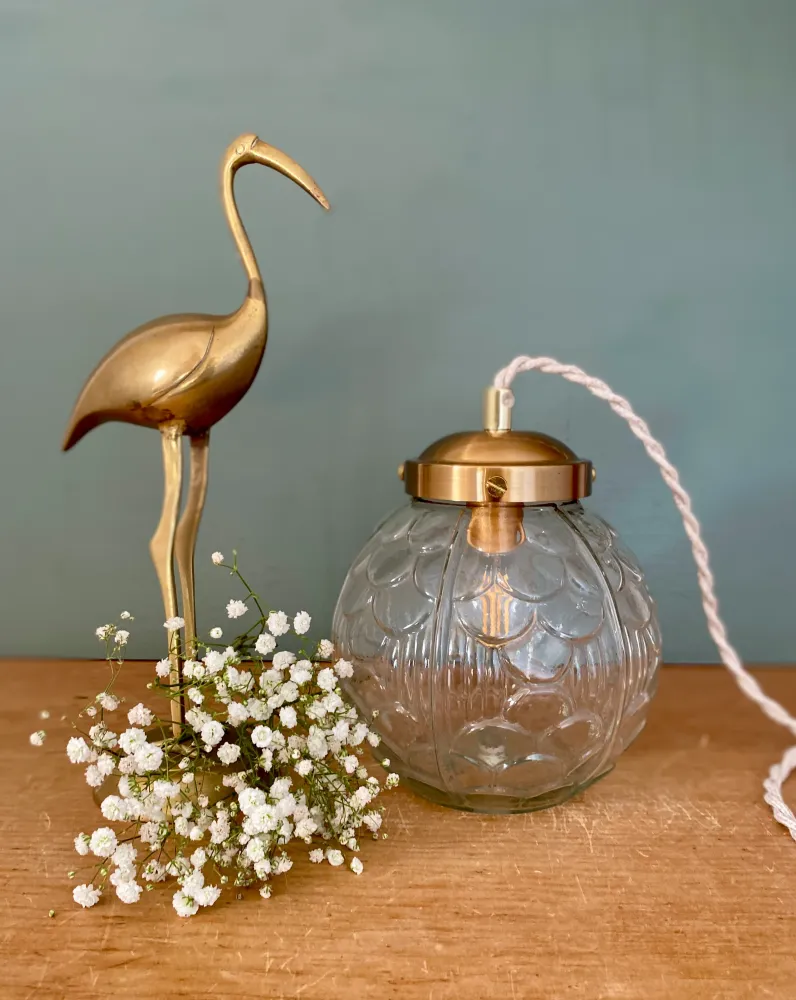 Baladeuse ou lampe à poser globe vintage art déco en verre