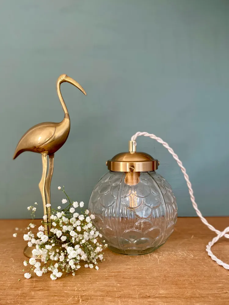 Baladeuse ou lampe à poser globe vintage art déco en verre