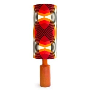 Lampe de table Bitossi (Italie) « Raviolo » orange, XXL 113 cm, avec abat-jour fait main (tissu vintage) *PIÈCE RARE*
