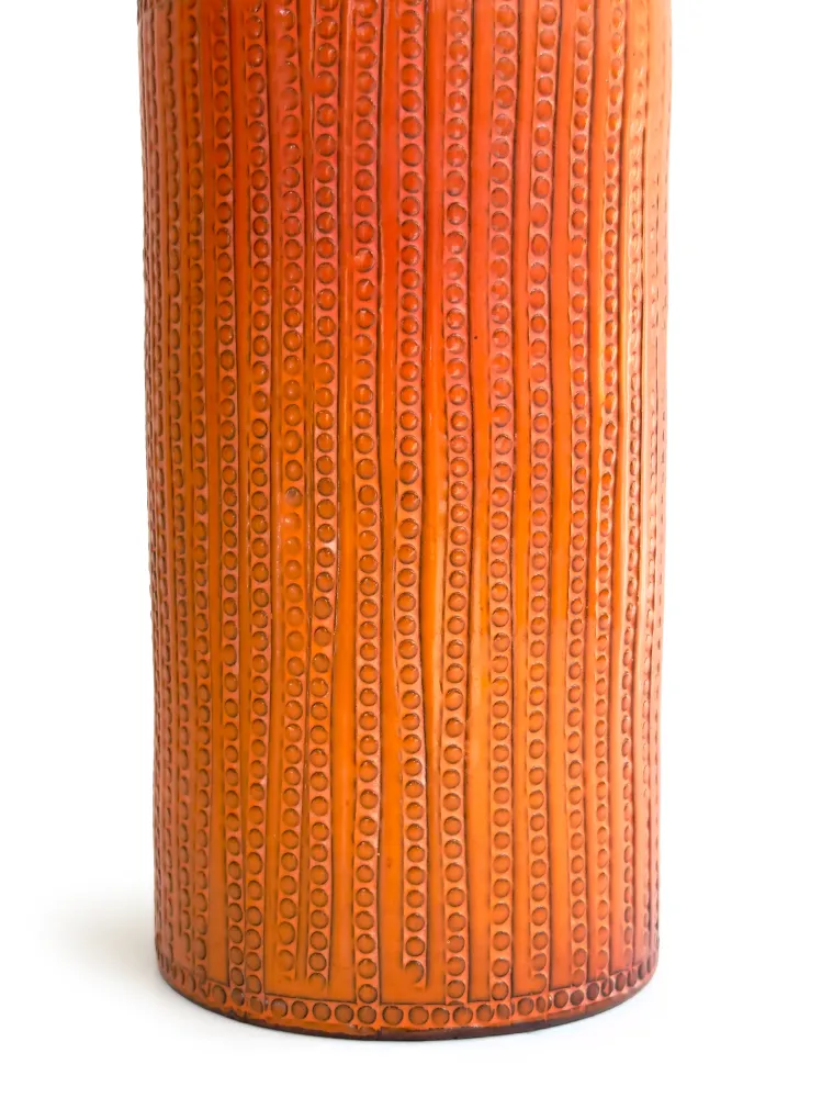 Lampe de table Bitossi (Italie) « Raviolo » orange, XXL 113 cm, avec abat-jour fait main (tissu vintage) *PIÈCE RARE*