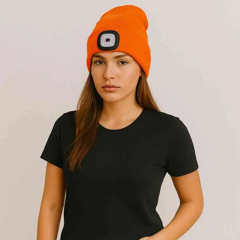 Bonnet avec Lampe Frontale Orange !