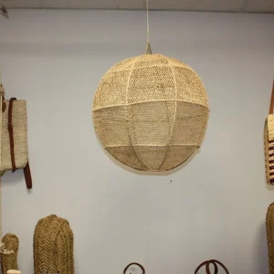 ABAT JOUR XXL Rond Paille Raphia Tressée - Suspension xxl boule Luminaire - Tressage nid d'abeille - Décoration Bohème - F...