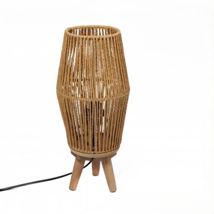 LAMPE DE CHEVET EN CORDE AVEC TREPIED EN BOIS BOUTIQUE HULÉTI