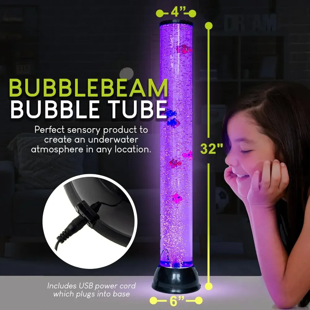 Bubblebeam - Lampe à tube à bulles - Lampe sensorielle apaisante ou veilleuse
