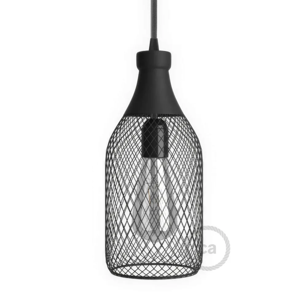Cage abat-jour bouteille Jéroboam en métal - Noir