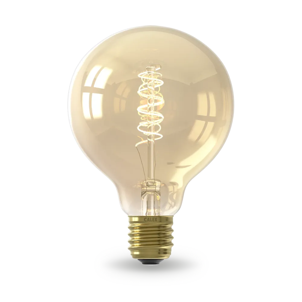 Calex Ampoule LED à filament spiralé - E27 - G95 - Doré