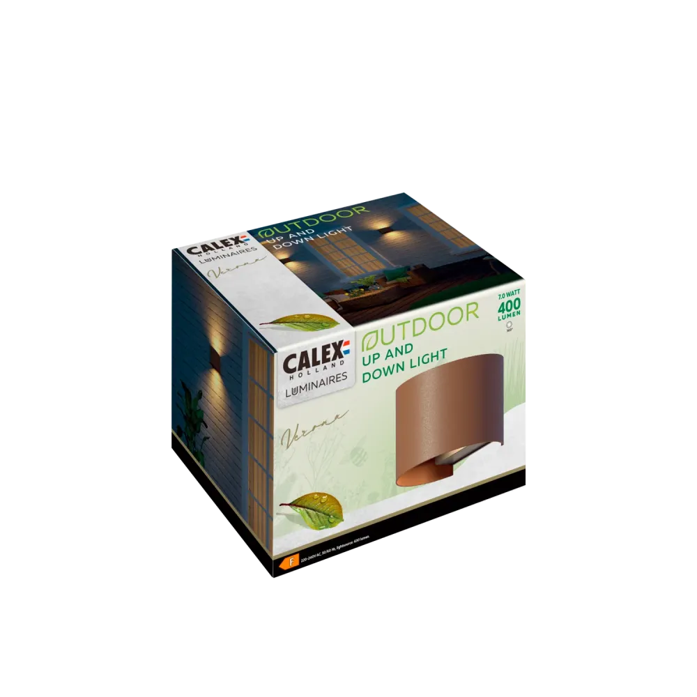 Calex Applique Murale LED Vérone Ovale - Up & Down - Rouille