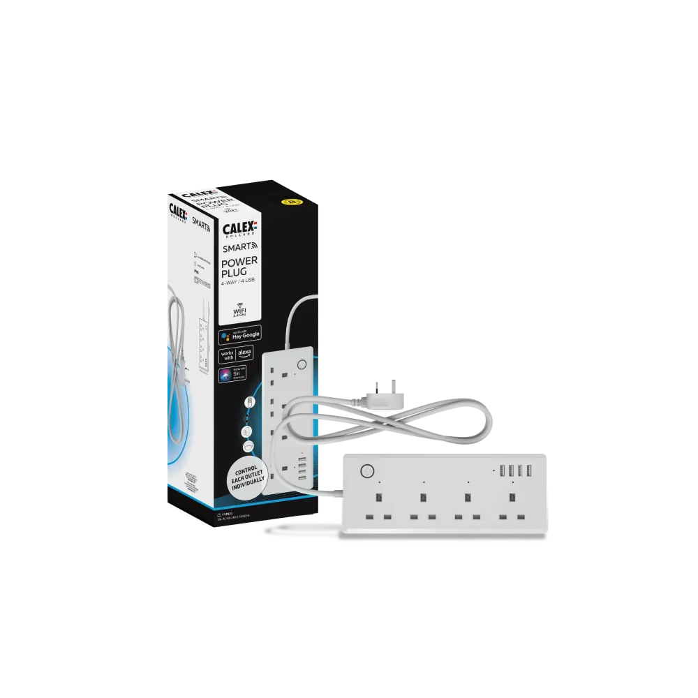 Calex Smart Rallonge - 4x USB- - Prise UK