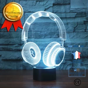 TD® Casque forme 3D lumière interrupteur tactile coloré télécommande 3D lumière tactile 3D veilleuse atmosphère lampe de t...