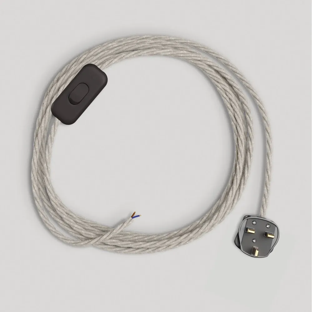 Câblage pour lampe avec câble blanc tressé 1,80 m et fiche UK