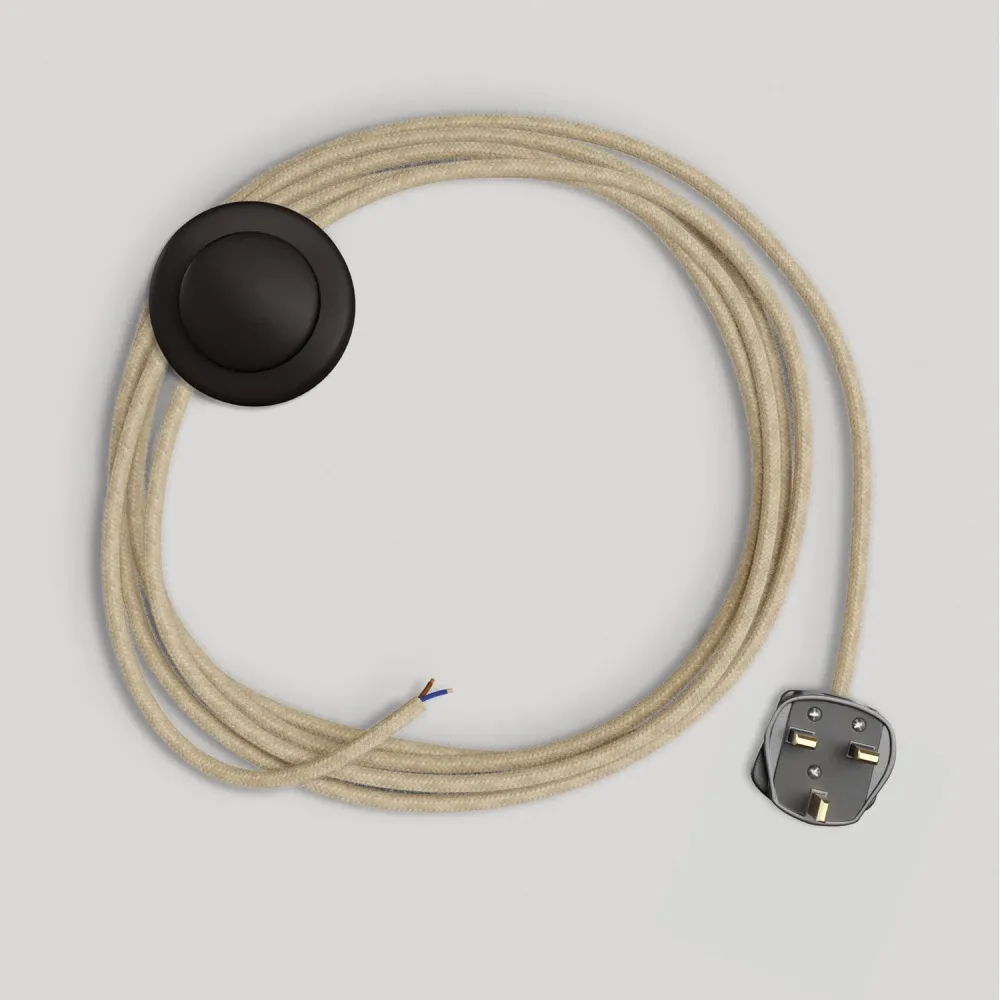 Câblage pour lampe avec câble neutre en jute 3 m et fiche UK