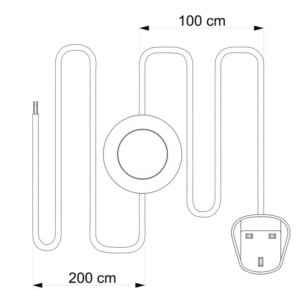 Câblage pour lampe avec câble neutre en jute 3 m et fiche UK
