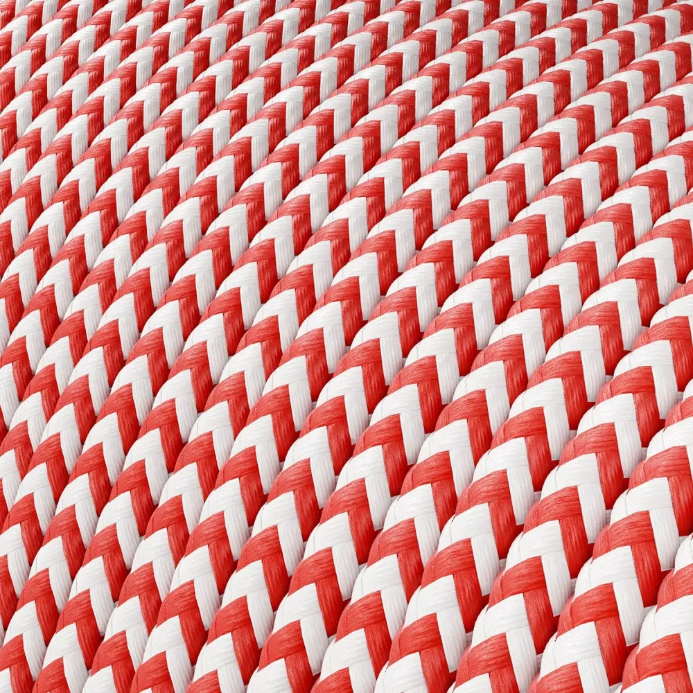 Câble électrique Extra Low Voltage revêtu de tissu Zig Zag Blanc Rouge RZ09