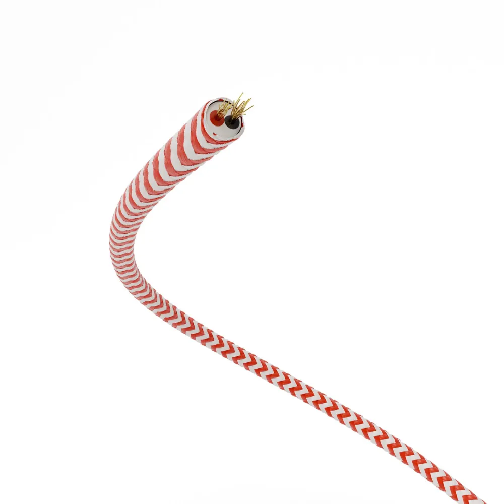 Câble électrique Extra Low Voltage revêtu de tissu Zig Zag Blanc Rouge RZ09