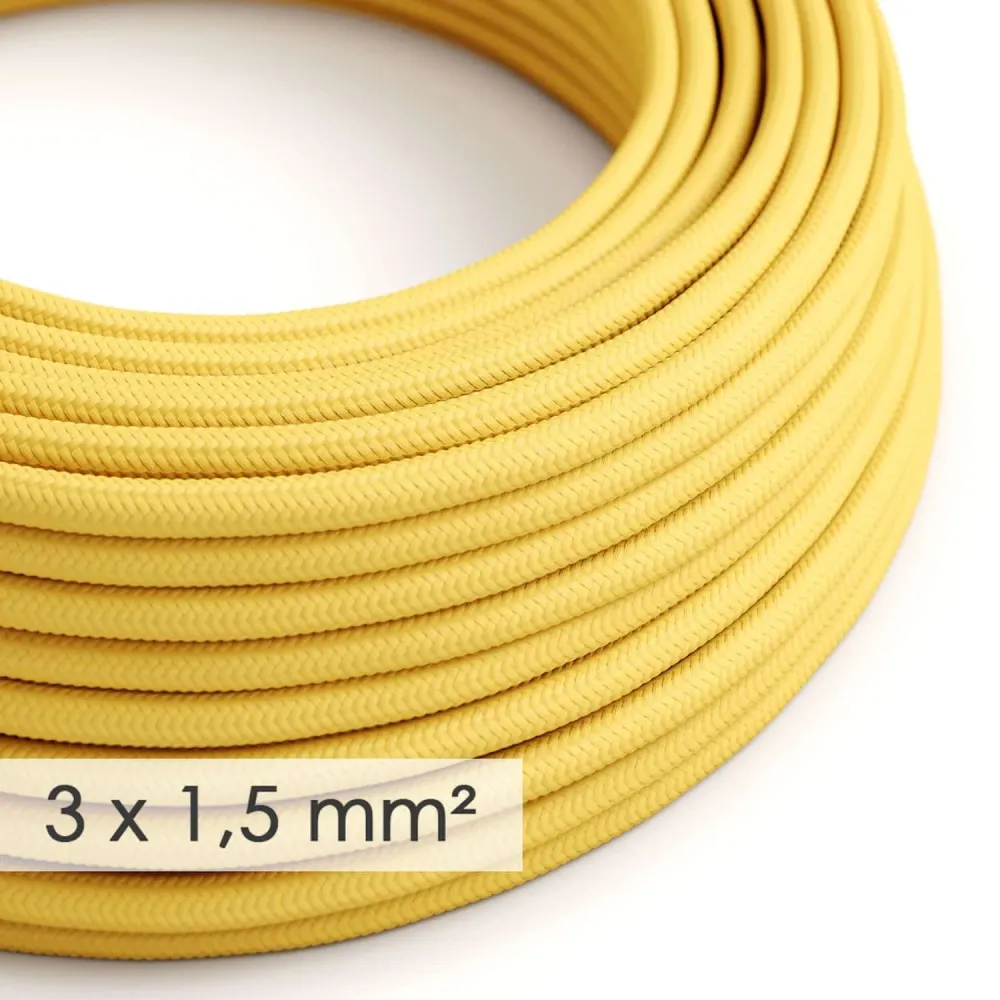 Câble électrique à grande section 3x1,50 rond - tissu effet soie Jaune RM10