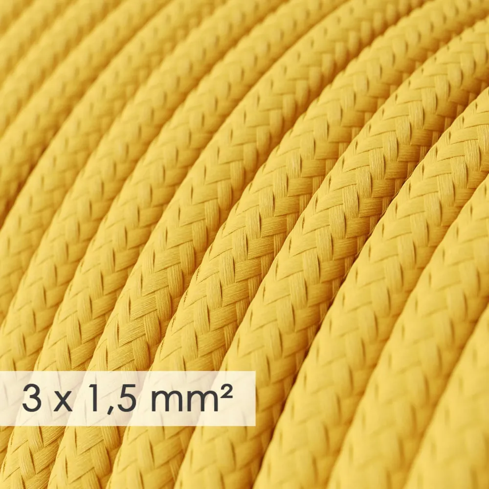 Câble électrique à grande section 3x1,50 rond - tissu effet soie Jaune RM10